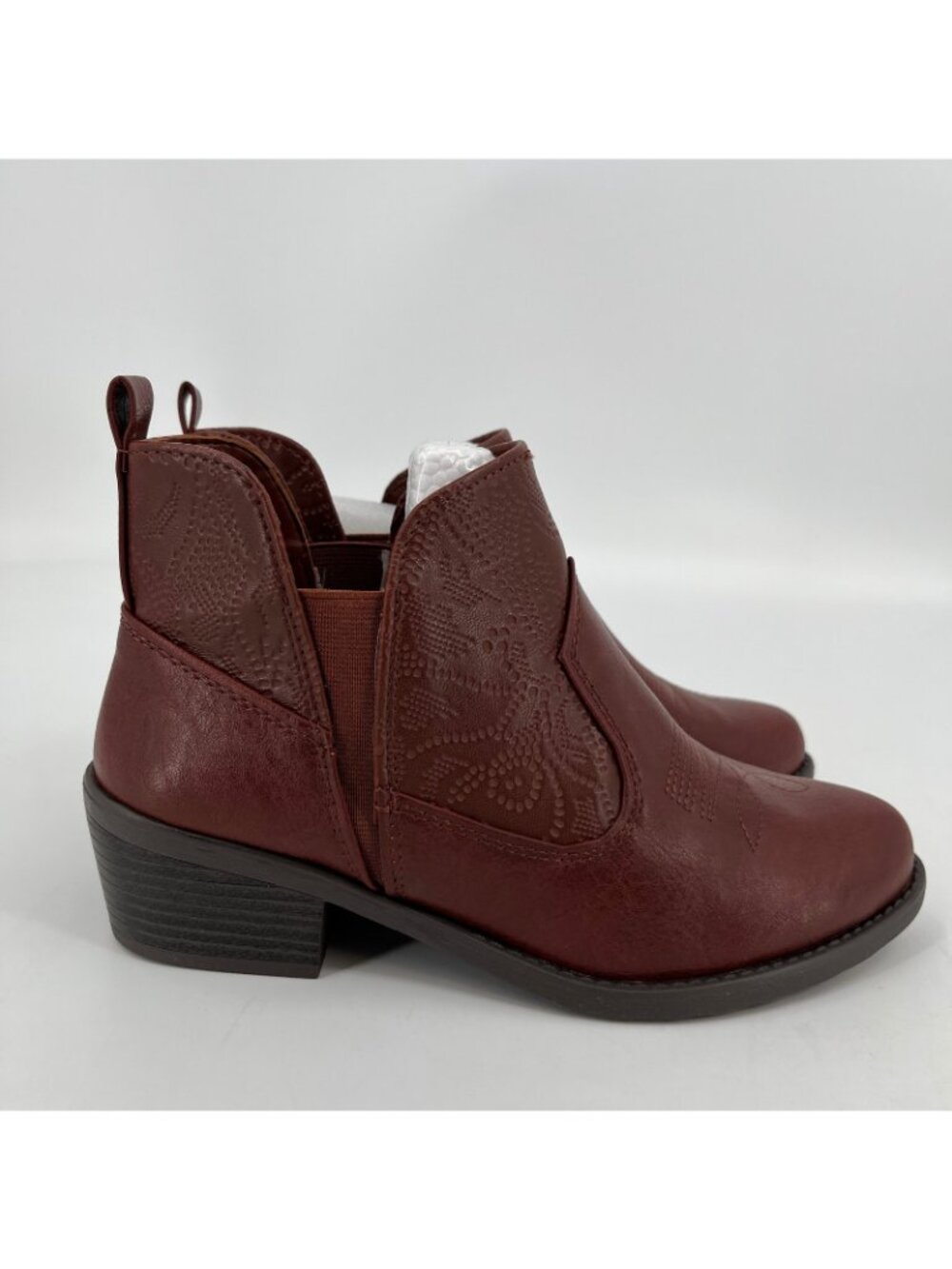 Easy Street Legend Western Ankle Boots Brown Size 7W Faux Leather Block Heel - Picture 2 of 16